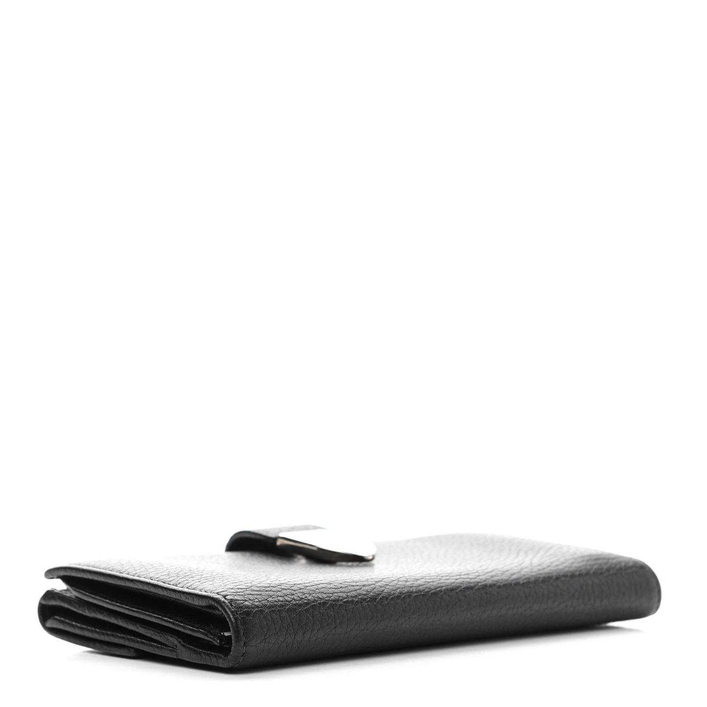 Pebbled Calfskin Continental Wallet Black