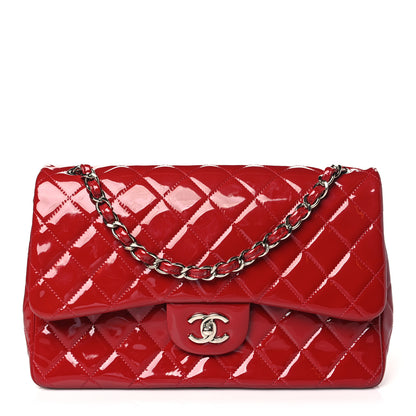 Chanel Patent Quilted Jumbo Double Flap Red 1 of 11