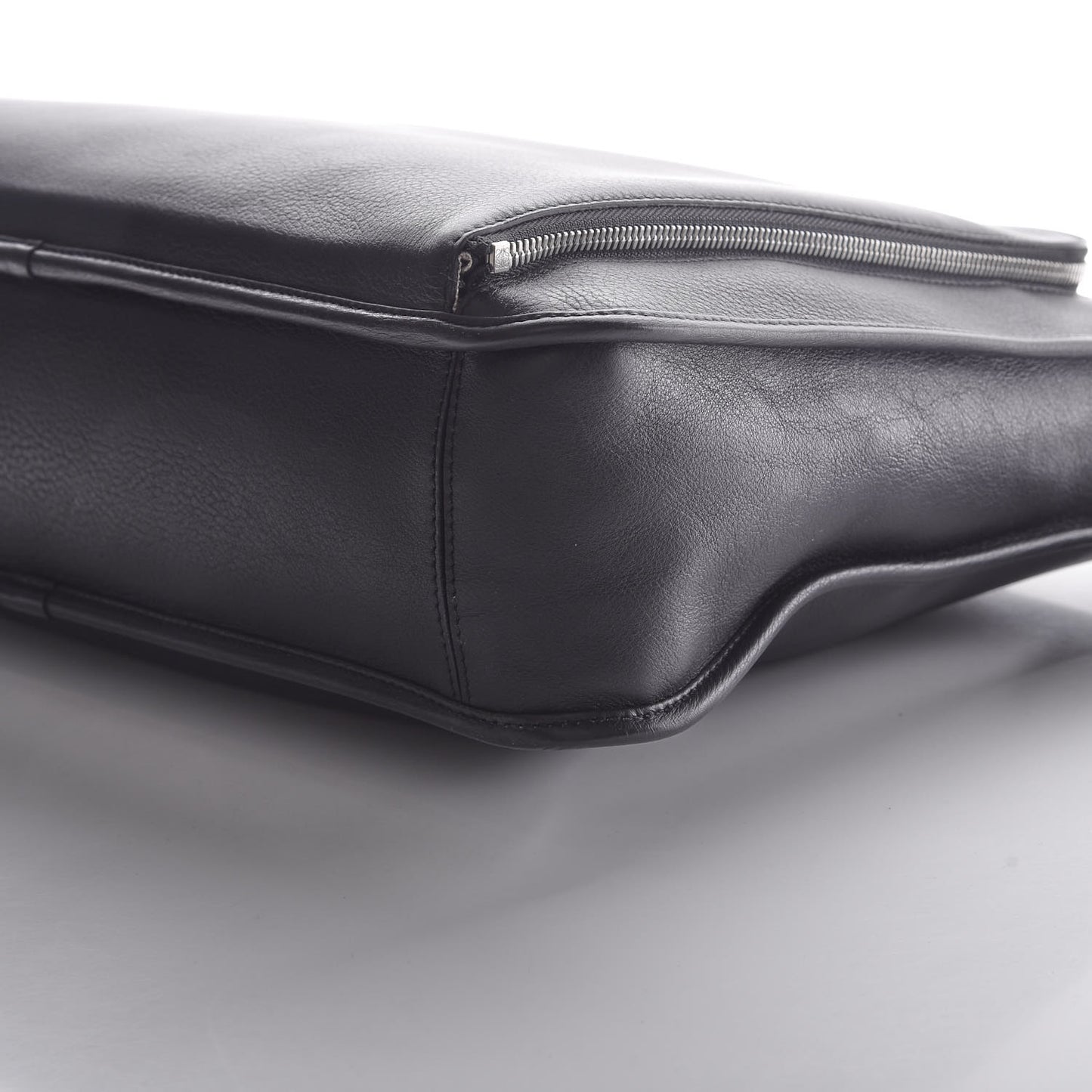 Calfskin Wide Briefcase Black