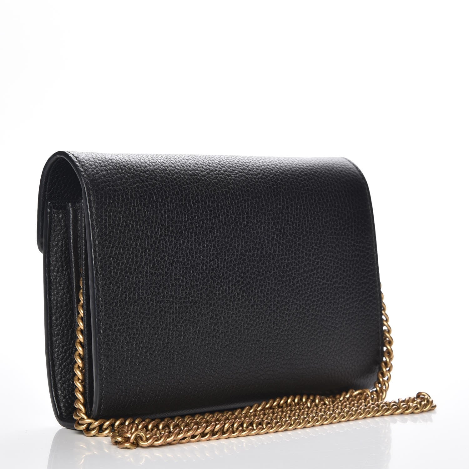 Gucci Calfskin GG Marmont Chain Wallet Black 3 of 8