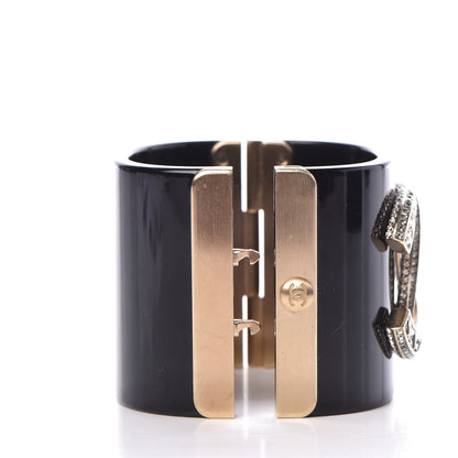 Chanel Resin Crystal CC Cuff Black Gold 5 of 7