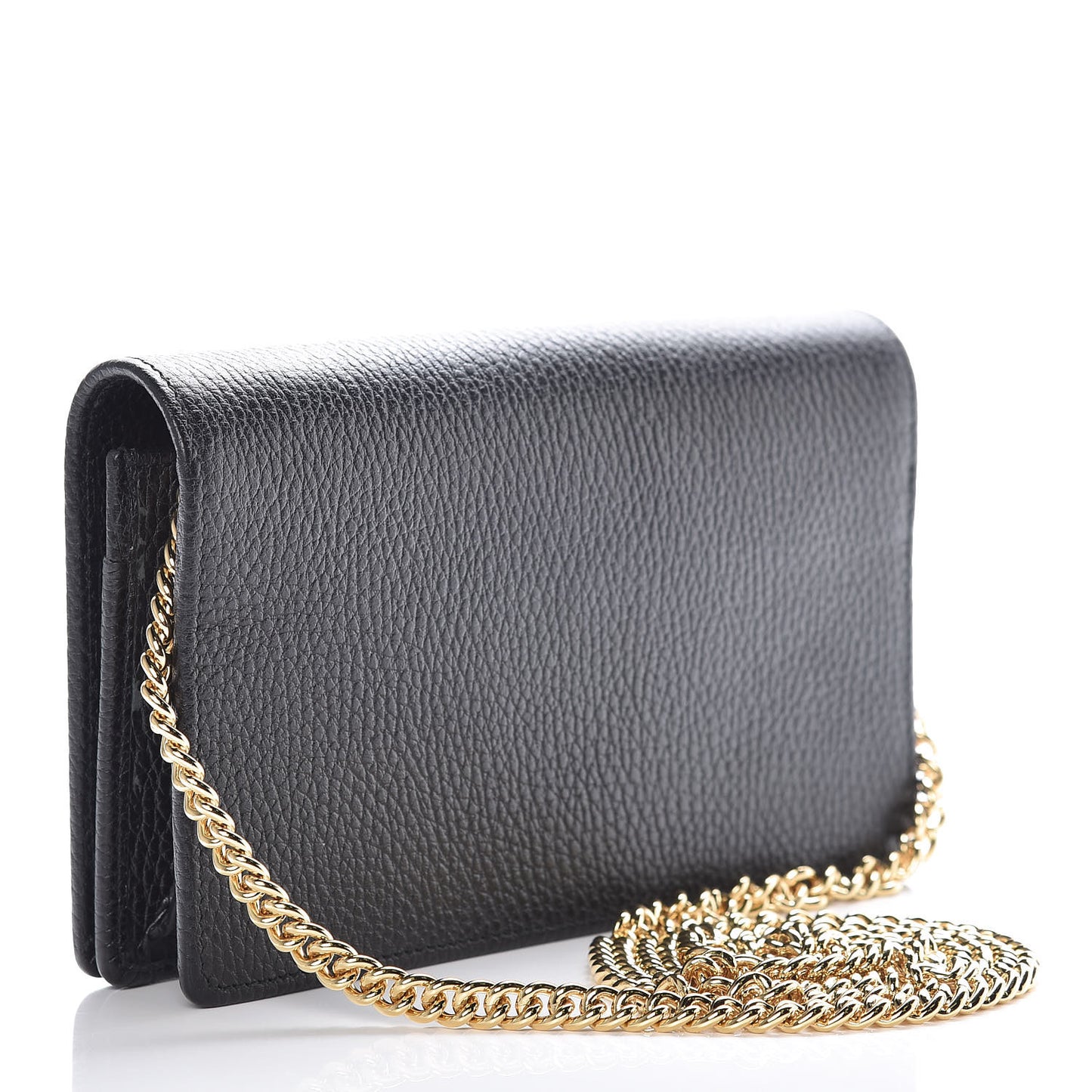 Calfskin Mini GG Marmont Chain Wallet Black