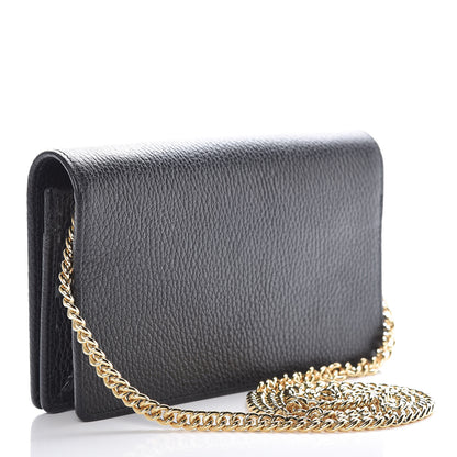 Gucci Calfskin Mini GG Marmont Chain Wallet Black 3 of 10