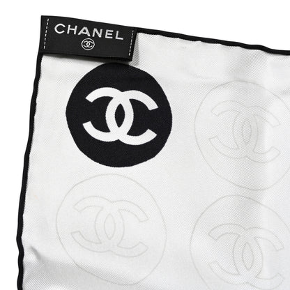 Chanel Silk CC Logo Charms Scarf White Gold Black 3 of 4