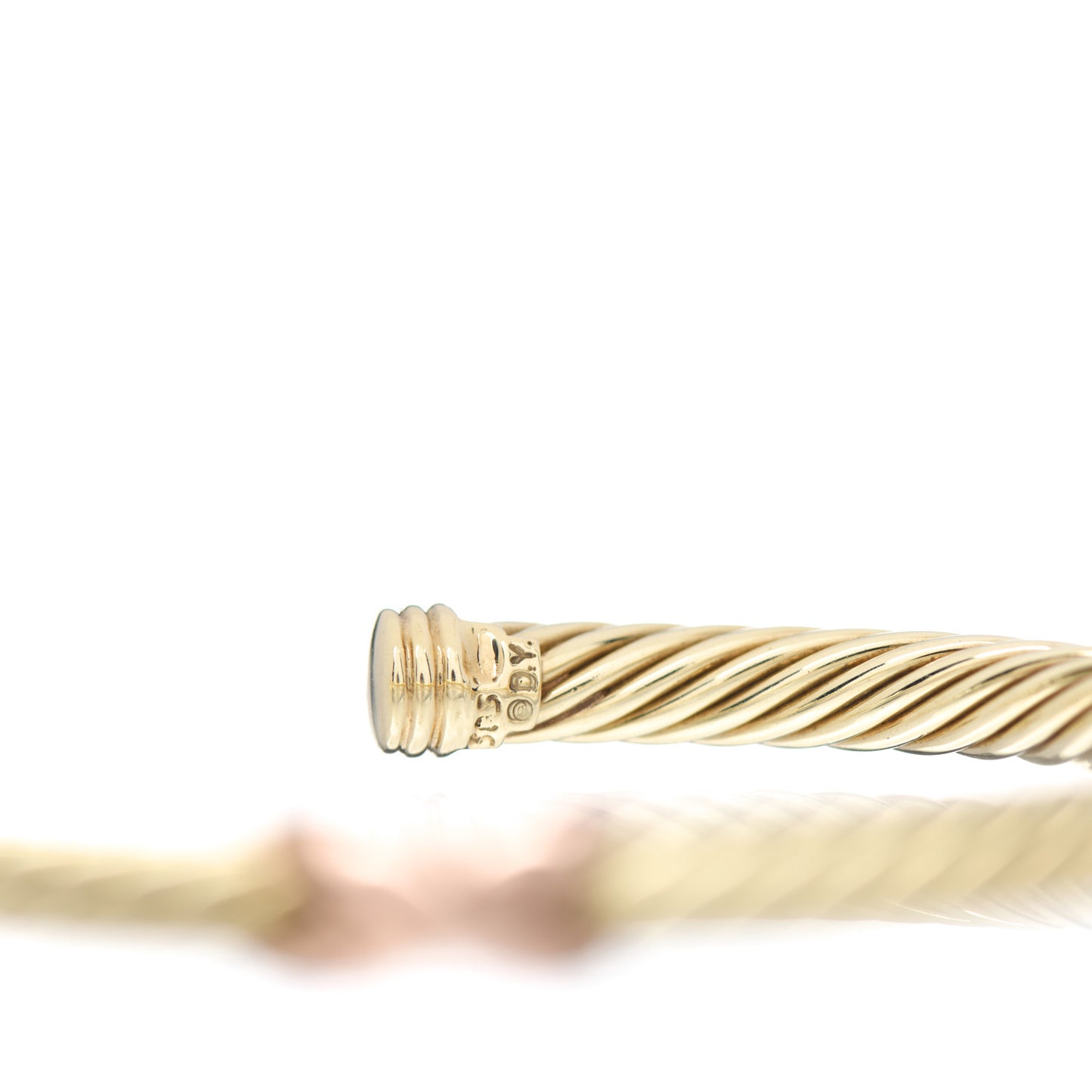 14K Yellow Rose Gold 5mm Double X Cable Cuff Bracelet