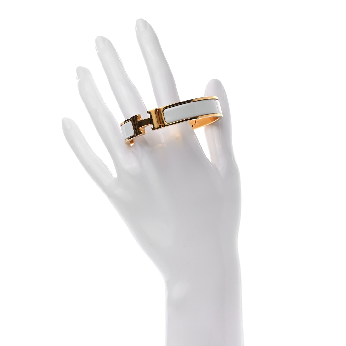Enamel Narrow Clic Clac H Bracelet PM White