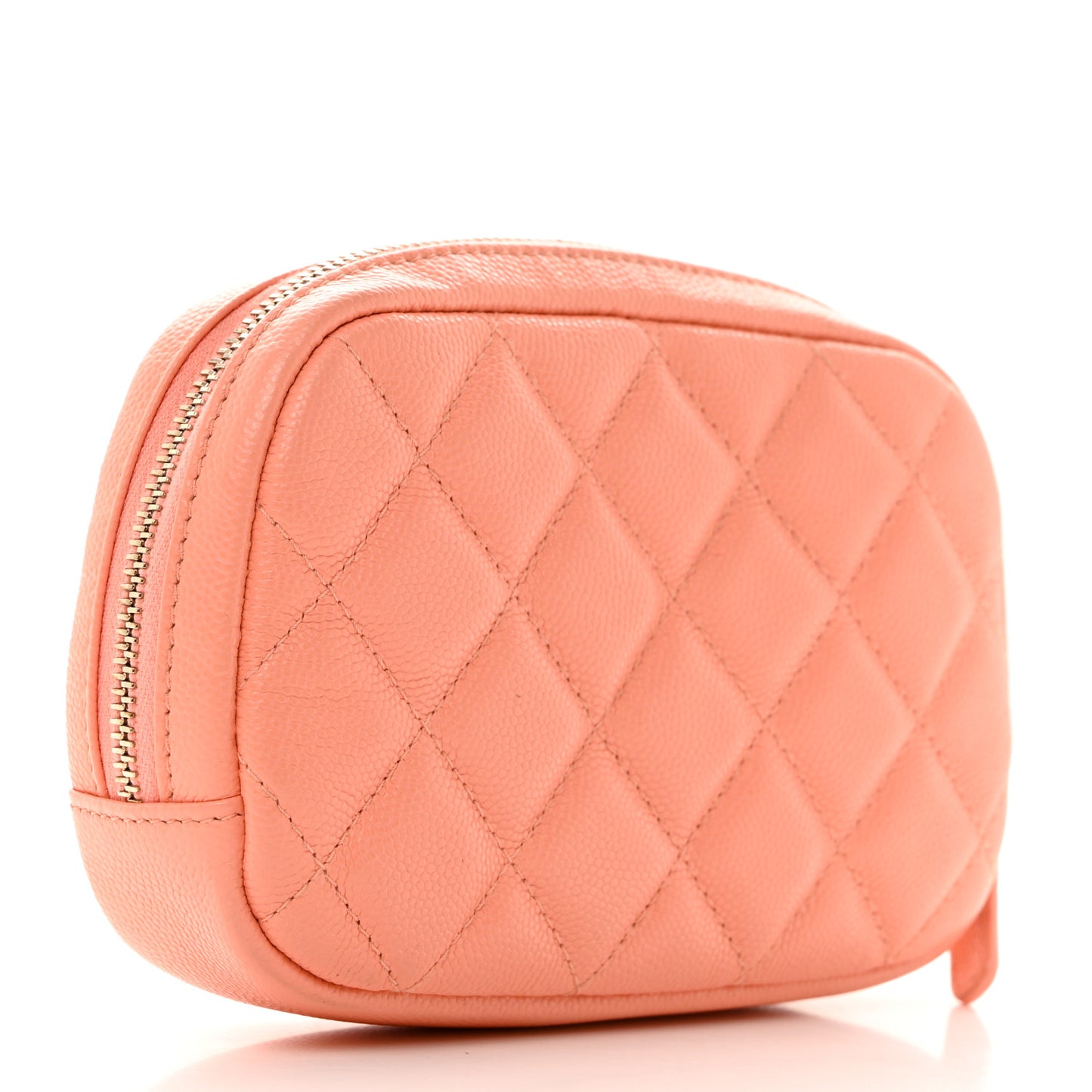 Caviar Quilted Small Curvy Pouch Cosmetic Case Light Orange