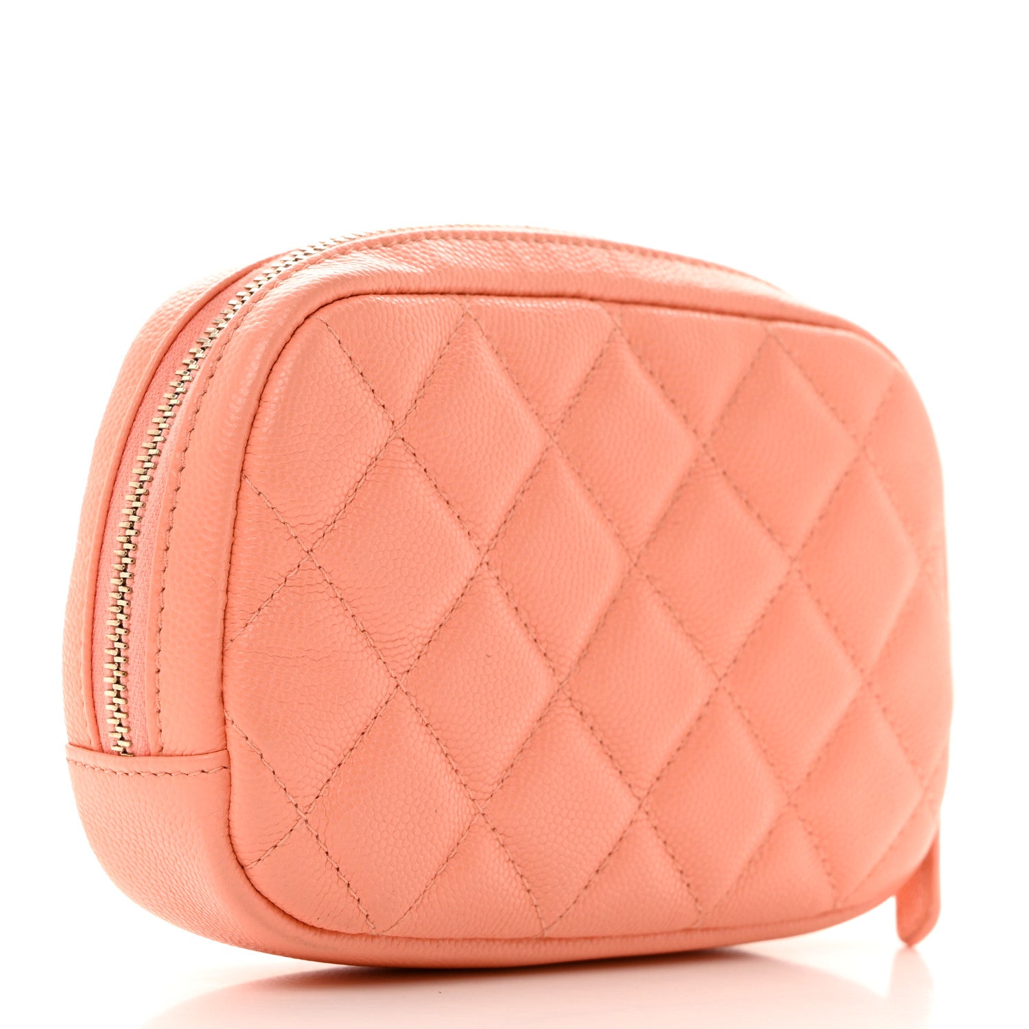 Chanel Caviar Quilted Small Curvy Pouch Cosmetic Case Light Orange 3 of 8
