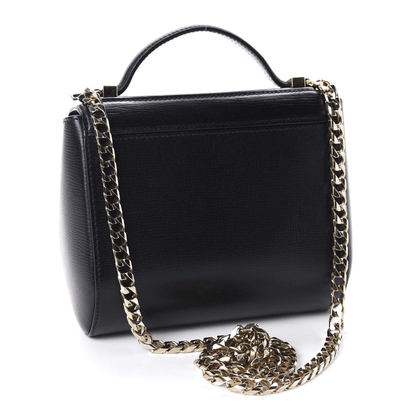 Textured Calfskin Mini Pandora Box Chain Crossbody Bag Black
