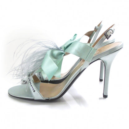 Valentino Garavani Satin Feather Sandals 39.5 Teal 2 of 8
