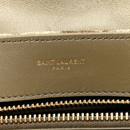 Saint Laurent Velvet Y Quilted Monogram Small Loulou Chain Satchel Dark Vintage Olive 6 of 10