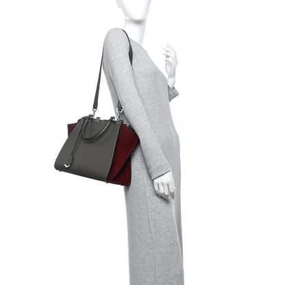 Fendi Vitello Dolce Century Petite 3Jours Tote Carbone Bordeaux 2 of 10