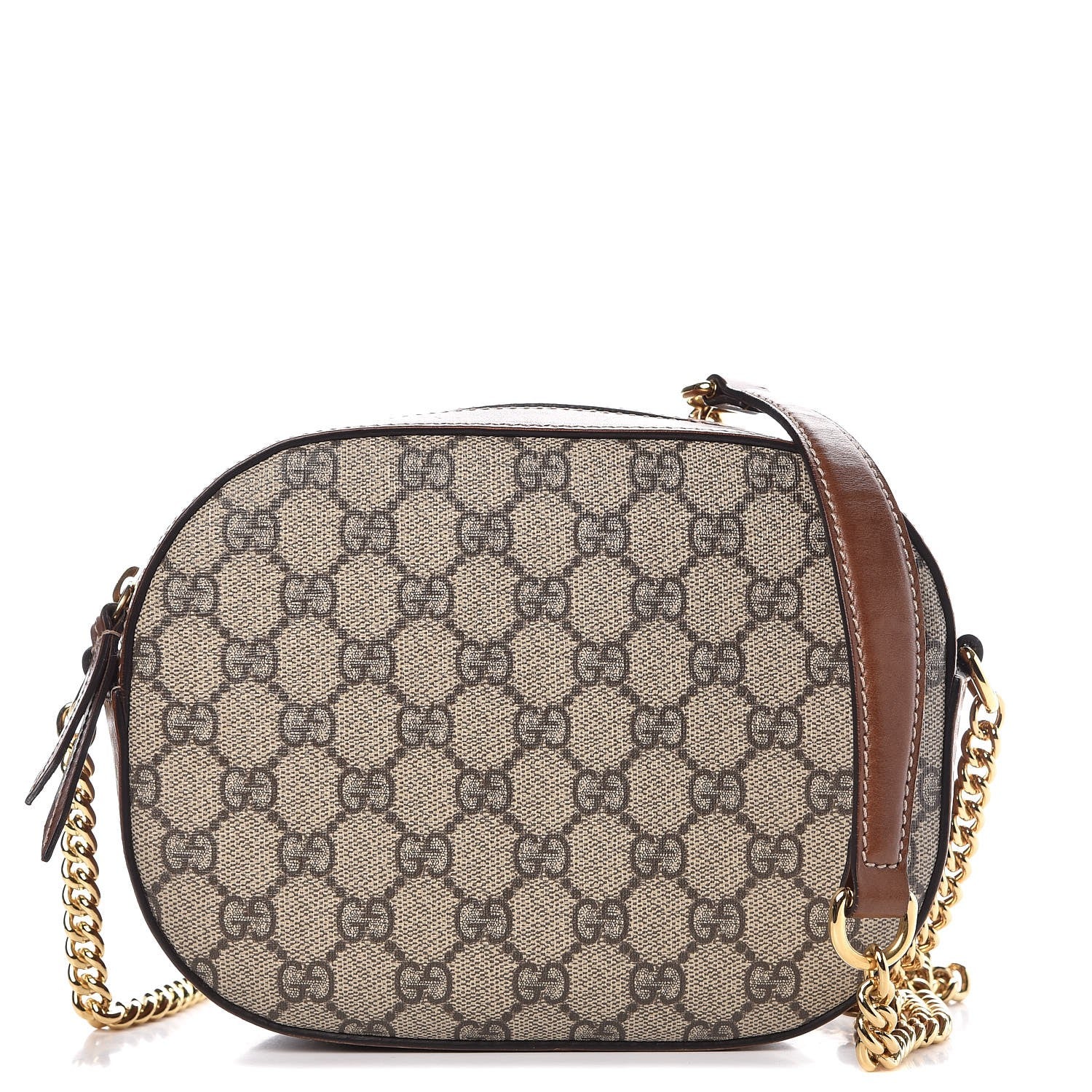 Gucci GG Supreme Monogram Cuoio Toscano Mini Chain Shoulder Bag Beige Ebony Cuir 1 of 7