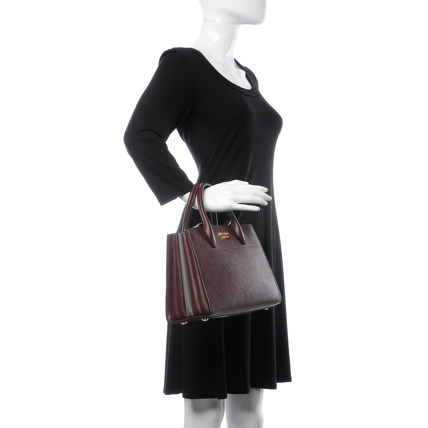 Prada Saffiano City Calf Small Esplanade Tote Granato Marmo 3 of 9