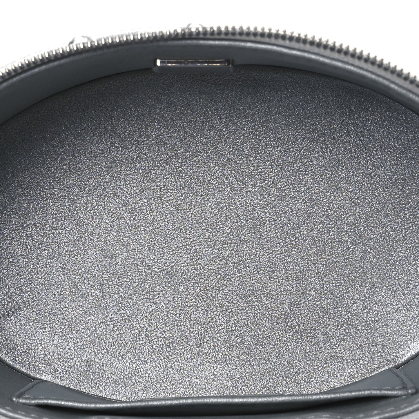 Metallic Calfskin Quilted Fancy Box Vanity Case With Chain Silver