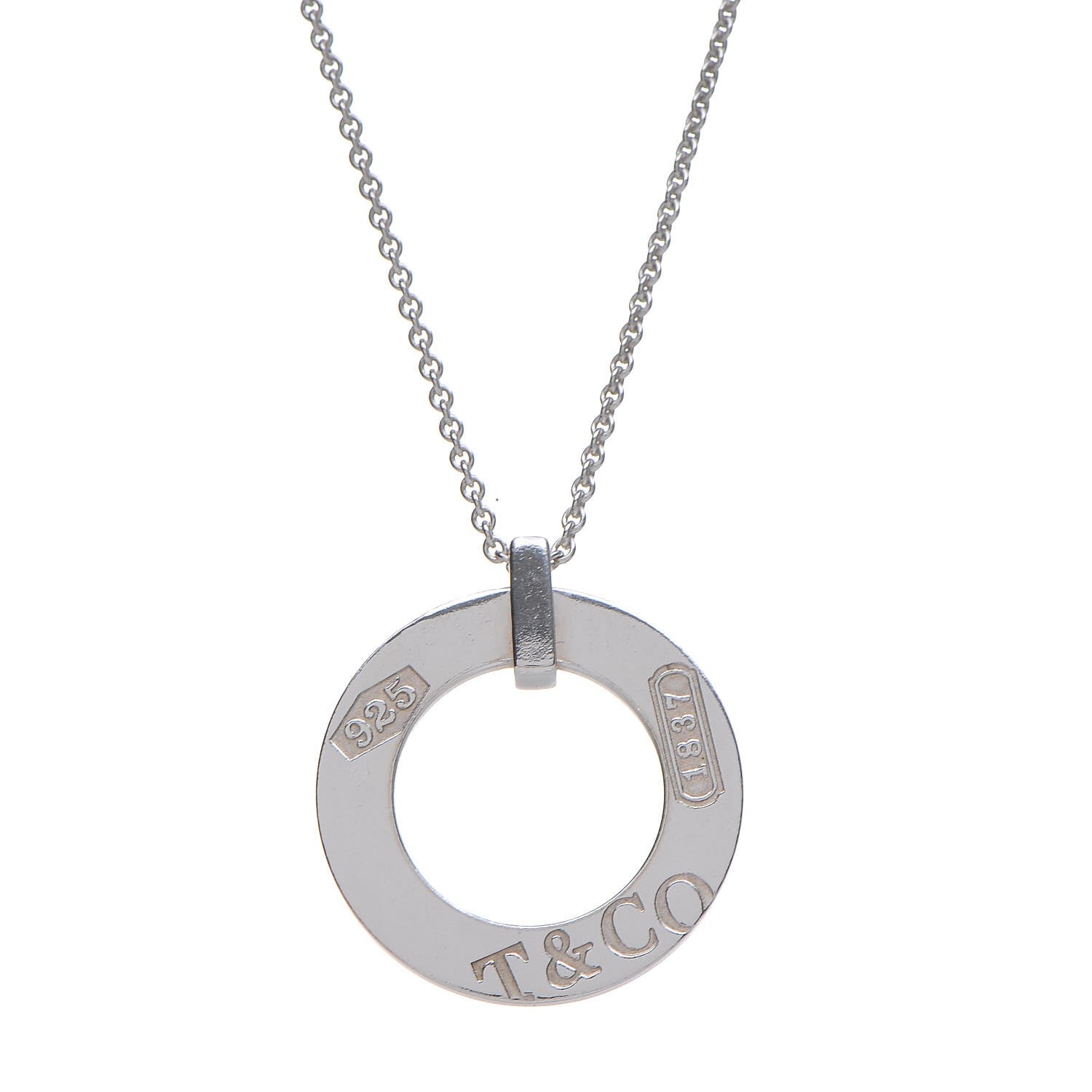 Tiffany Sterling Silver 1837 Open Circle Pendant Necklace 1 of 8