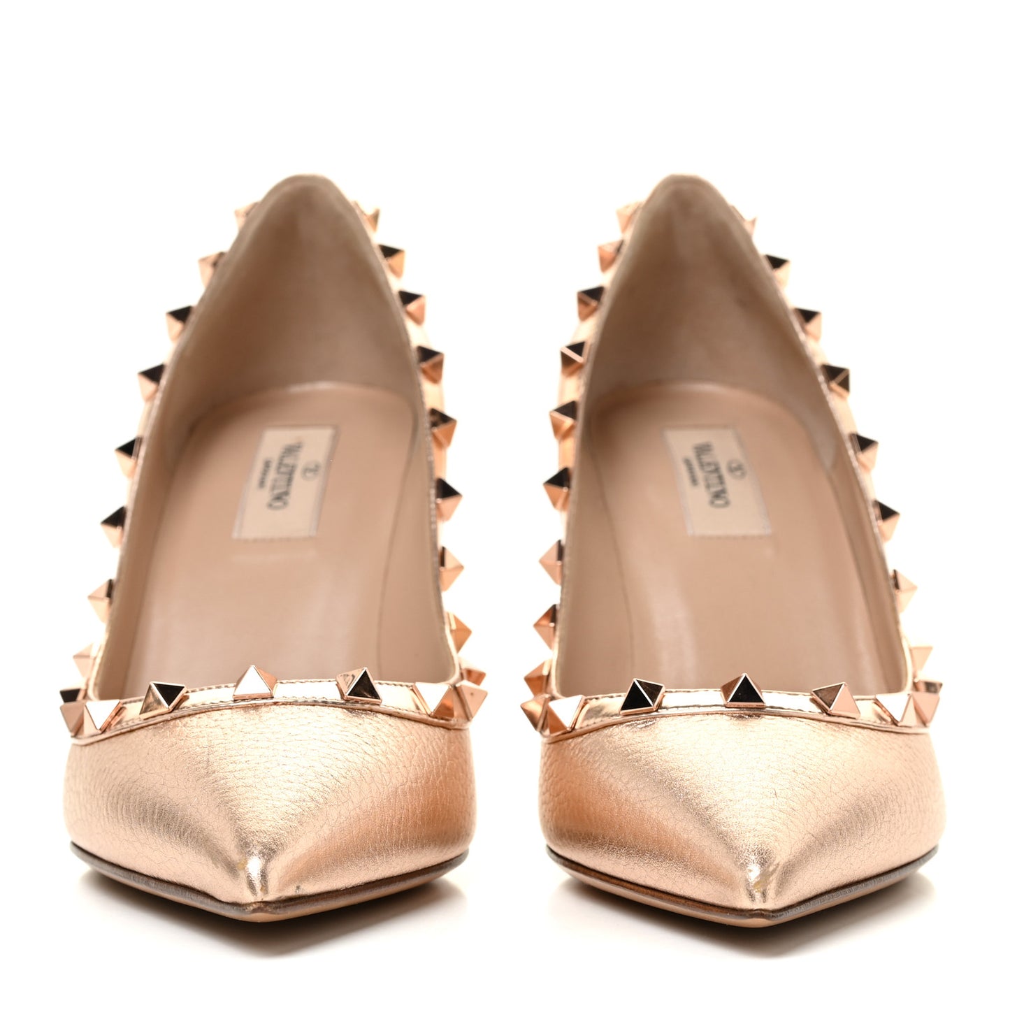 Metallic Pebbled Calfskin Rockstud 85mm Pumps 39.5 Rame