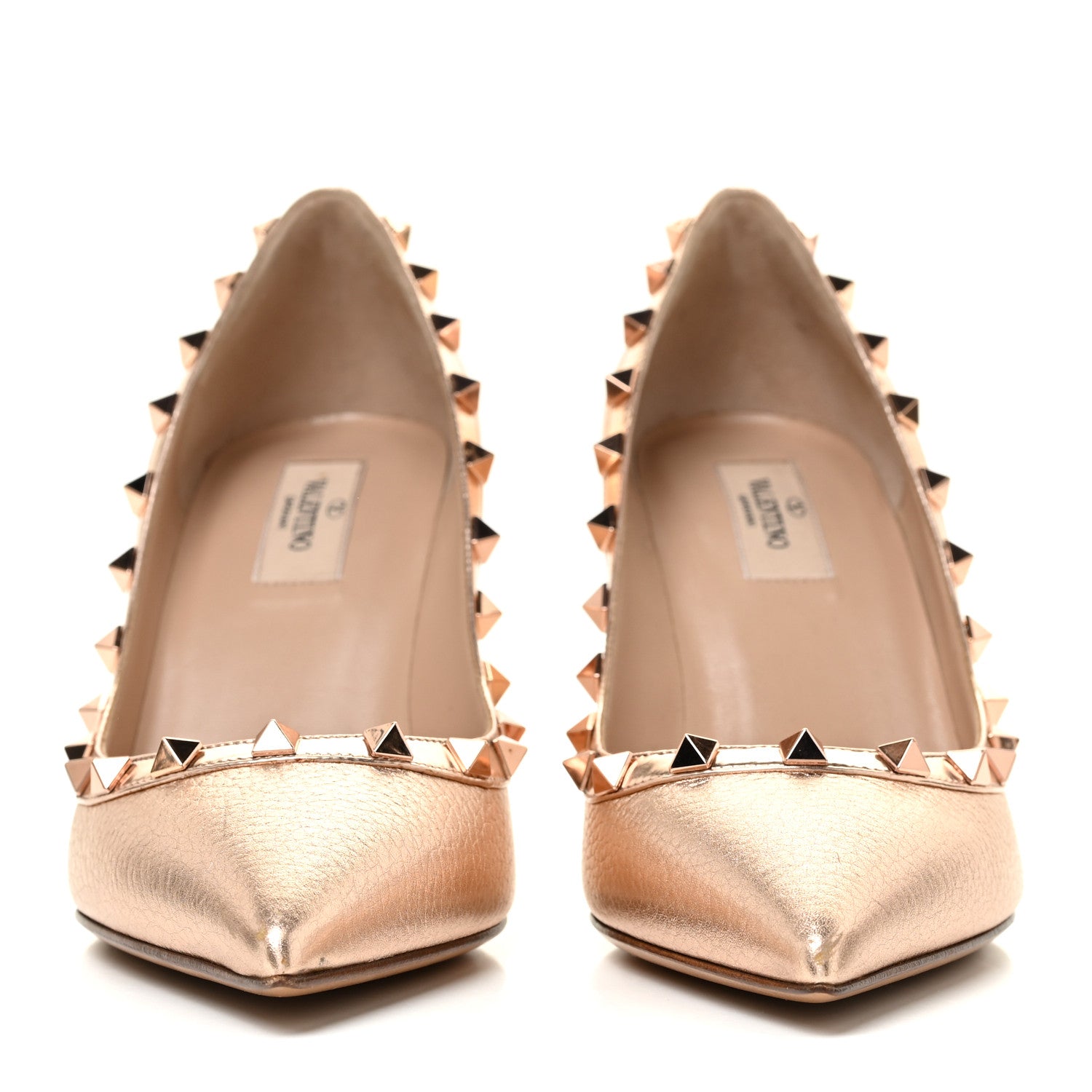 Valentino Garavani Metallic Pebbled Calfskin Rockstud 85mm Pumps 39.5 Rame 2 of 13