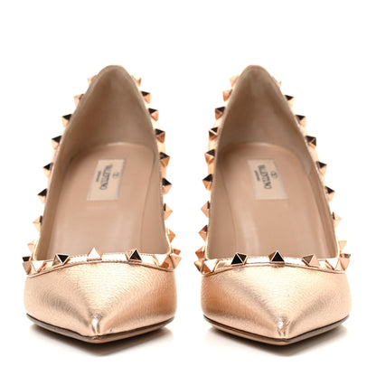 Valentino Garavani Metallic Pebbled Calfskin Rockstud 85mm Pumps 39.5 Rame 2 of 13