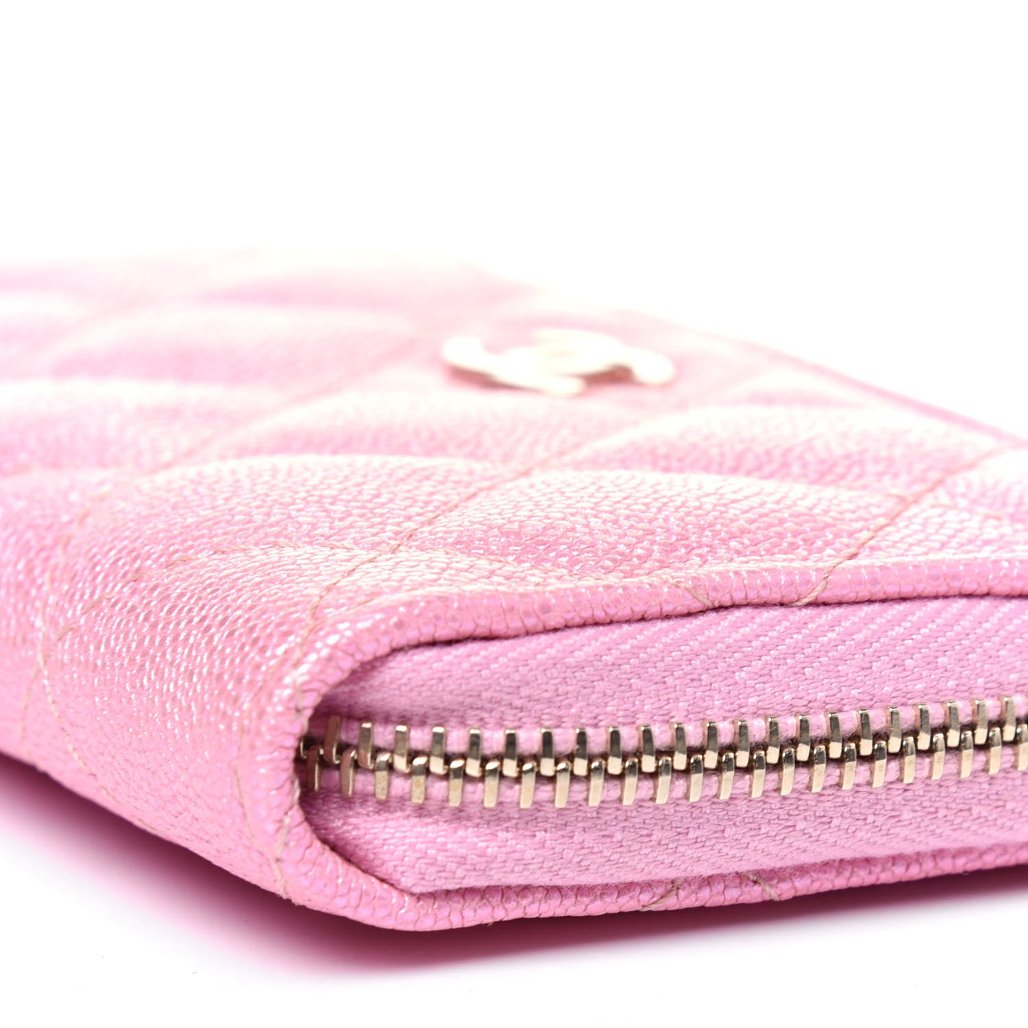 Chanel Iridescent Caviar Quilted Zipped Key Holder Case Rose Pink 9 of 11