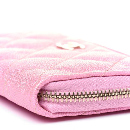 Chanel Iridescent Caviar Quilted Zipped Key Holder Case Rose Pink 9 of 11