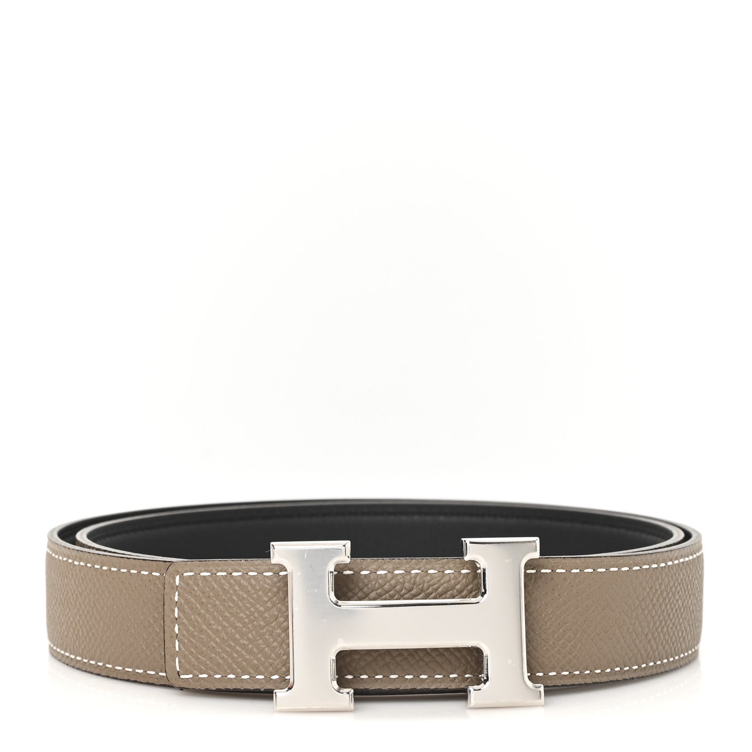 Hermes Swift Epsom 24mm Mini Constance H Belt 75 30 Black Etoupe 1 of 5