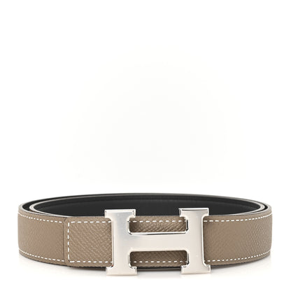 Hermes Swift Epsom 24mm Mini Constance H Belt 75 30 Black Etoupe 1 of 5