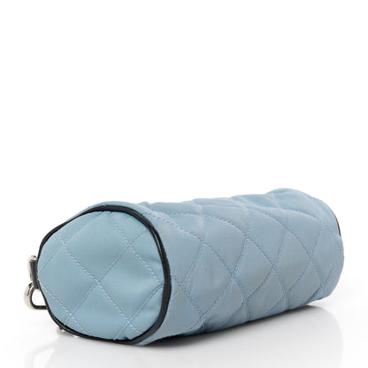 Prada Tessuto Nylon Saffiano Impunturato Quilted Barrel Pochette Blue 4 of 10