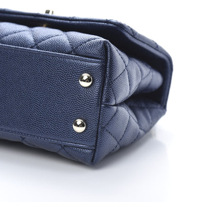 Chanel Metallic Caviar Quilted Extra Mini Coco Handle Flap Dark Blue 11 of 12