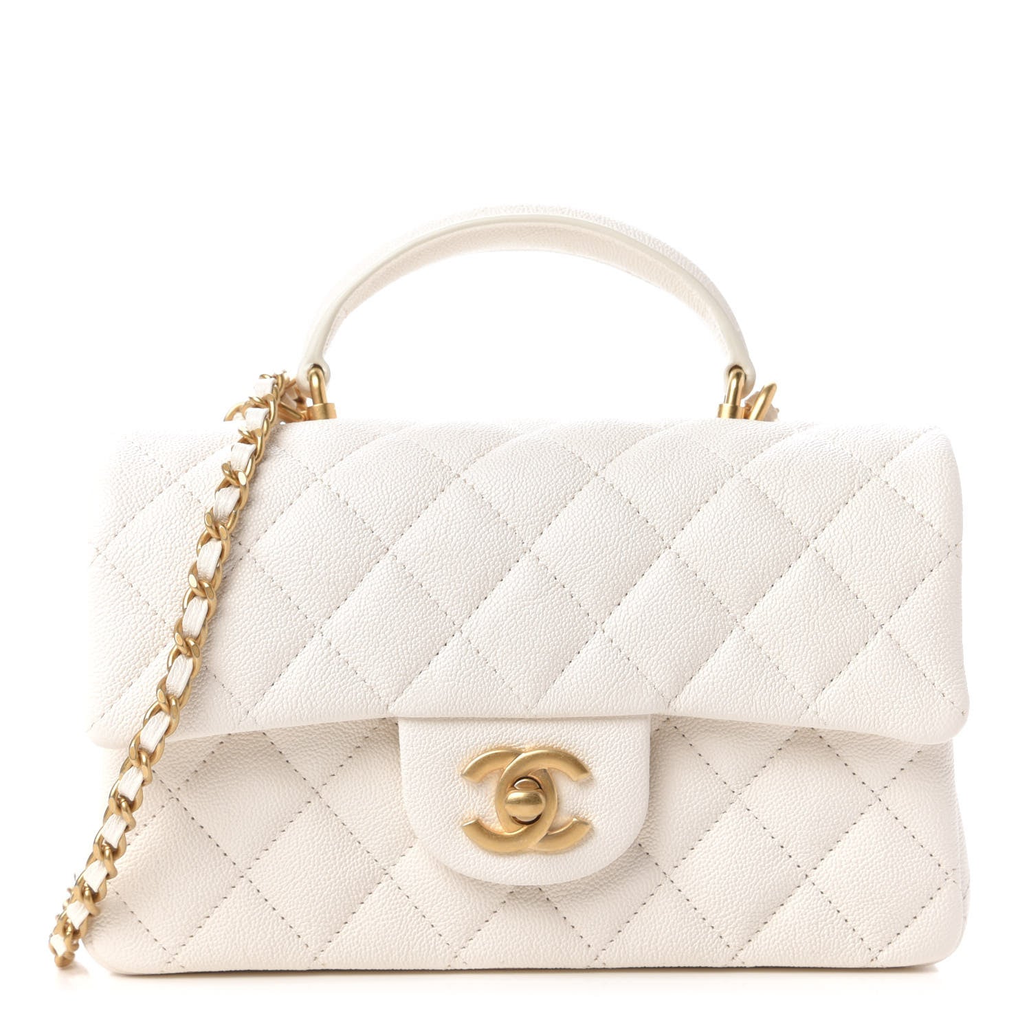 Chanel Caviar Quilted Mini Top Handle Rectangular Flap White 1 of 11