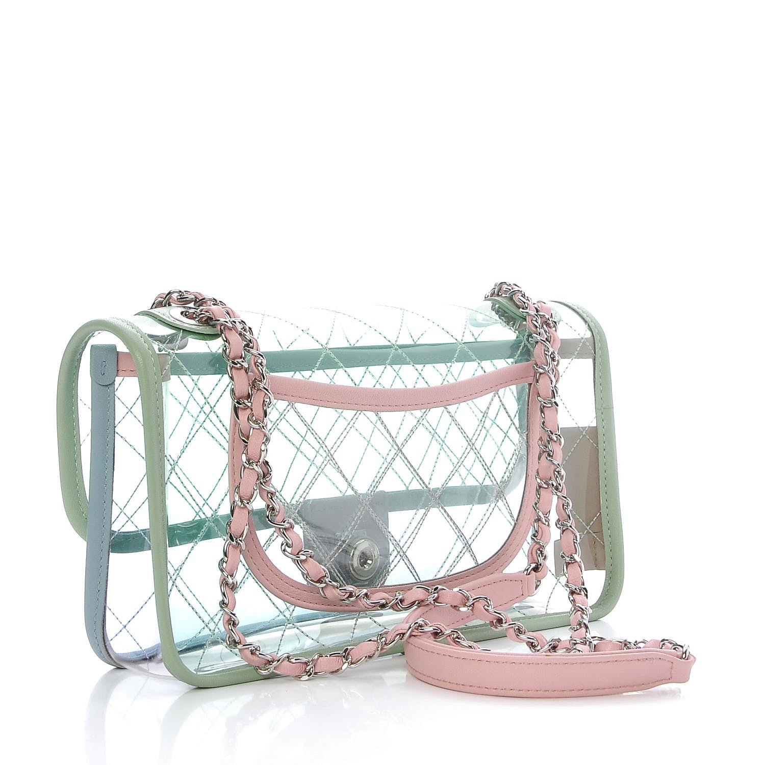 Chanel Lambskin PVC Quilted Medium Coco Splash Flap Blue Green 3 of 8