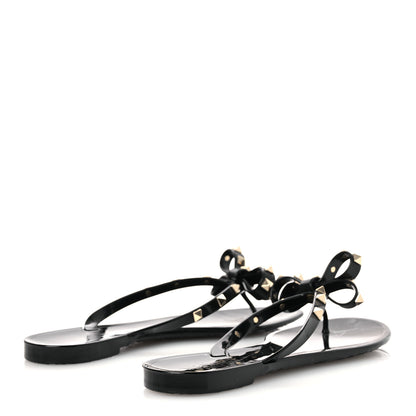 Valentino Garavani PVC Jelly Rockstud Bow Thong Sandals 40 Black 5 of 9