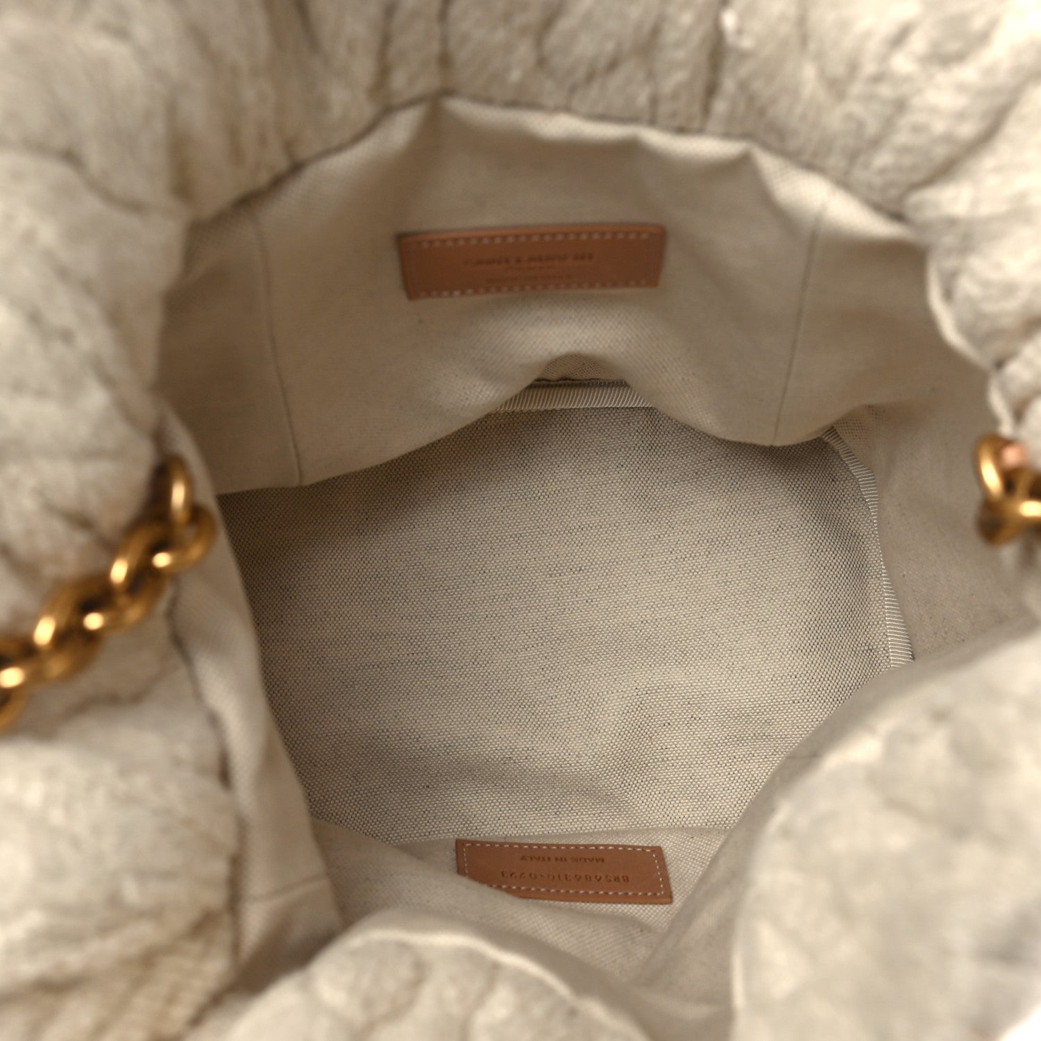 Saint Laurent Calfskin Tessuto Treccia Knit Le Maillon Bucket Bag Soy Milk 5 of 11