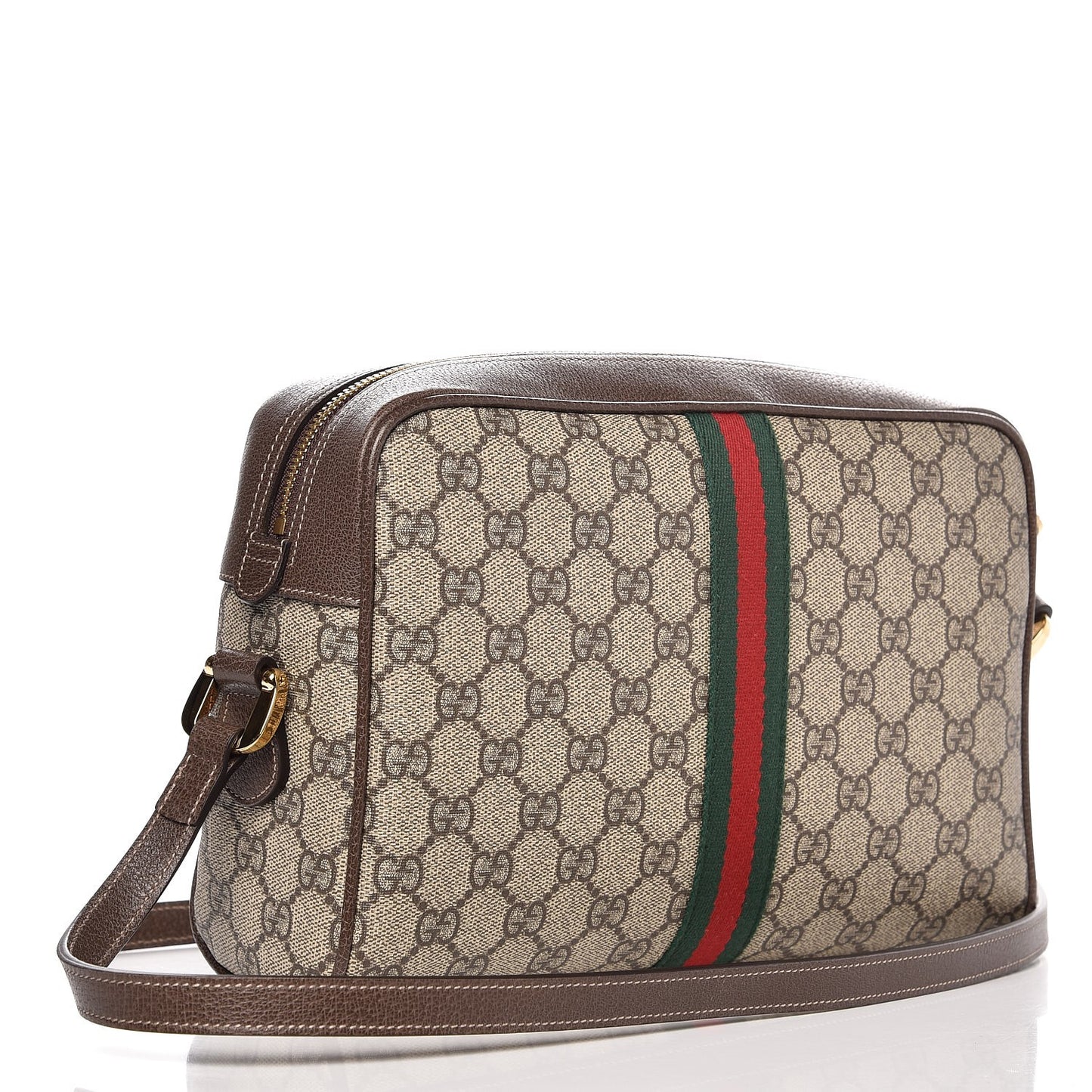 GG Supreme Monogram Web Small Ophidia Shoulder Bag Brown