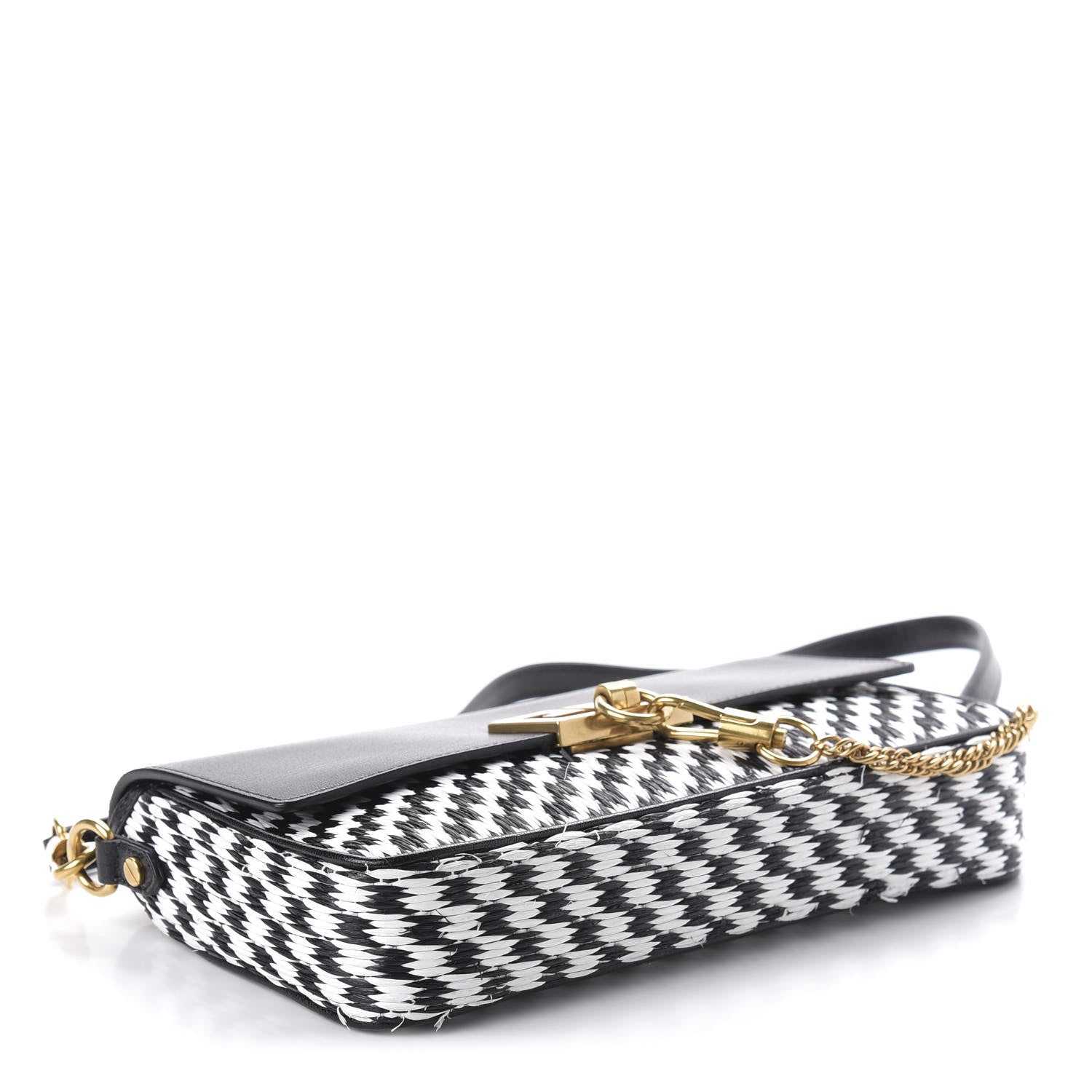 Givenchy Straw Calfskin Charm Shoulder Bag Black White 4 of 10