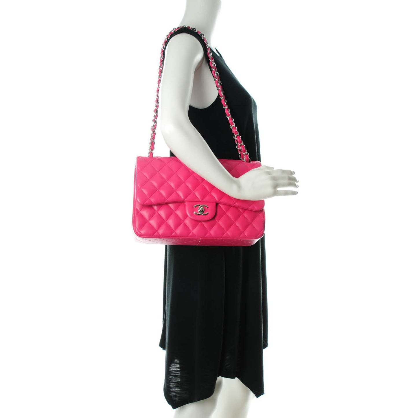 Lambskin Quilted Jumbo Double Flap Dark Pink