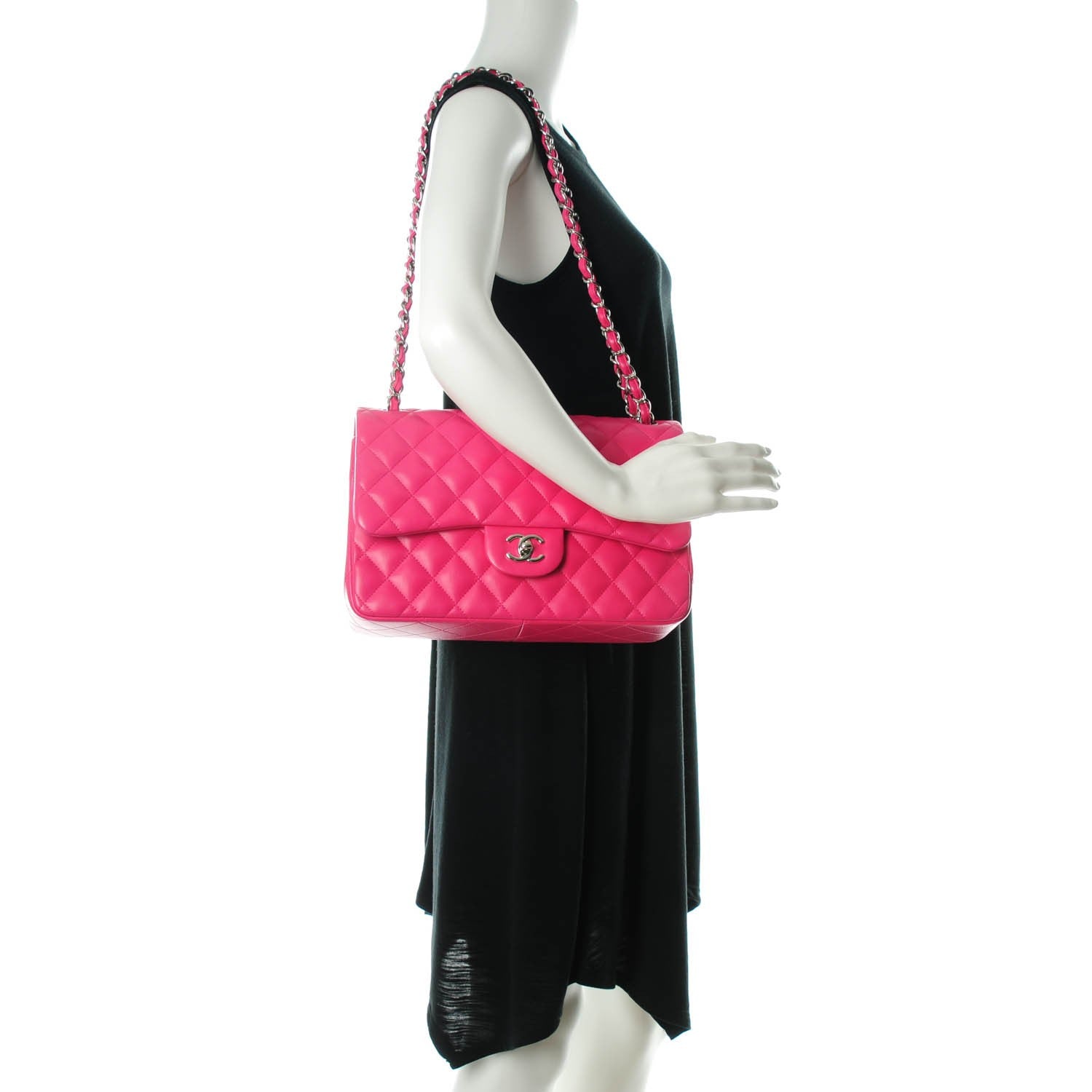Chanel Lambskin Quilted Jumbo Double Flap Dark Pink 2 of 8
