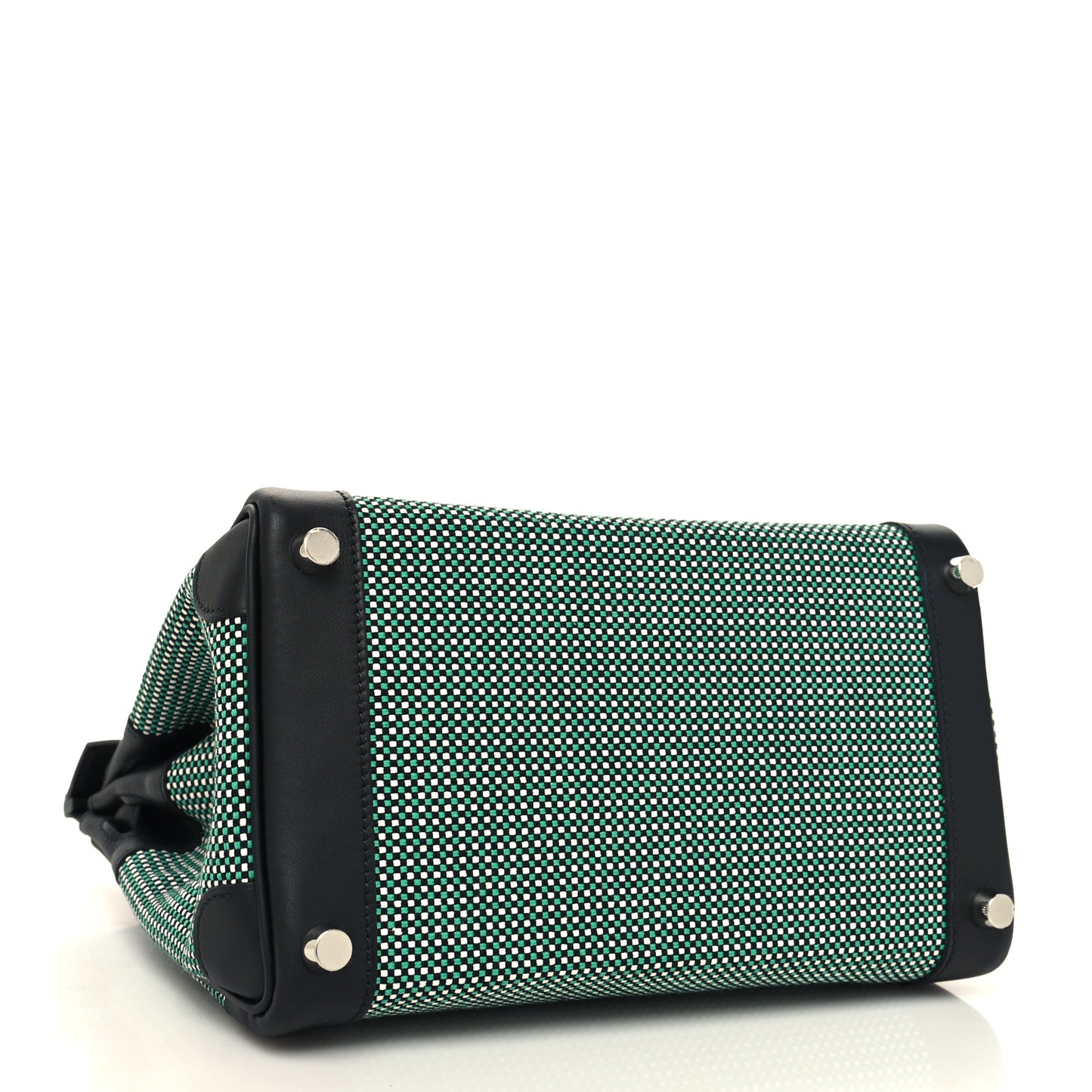 Toile Quadrille Swift Birkin 25 Black Menthe