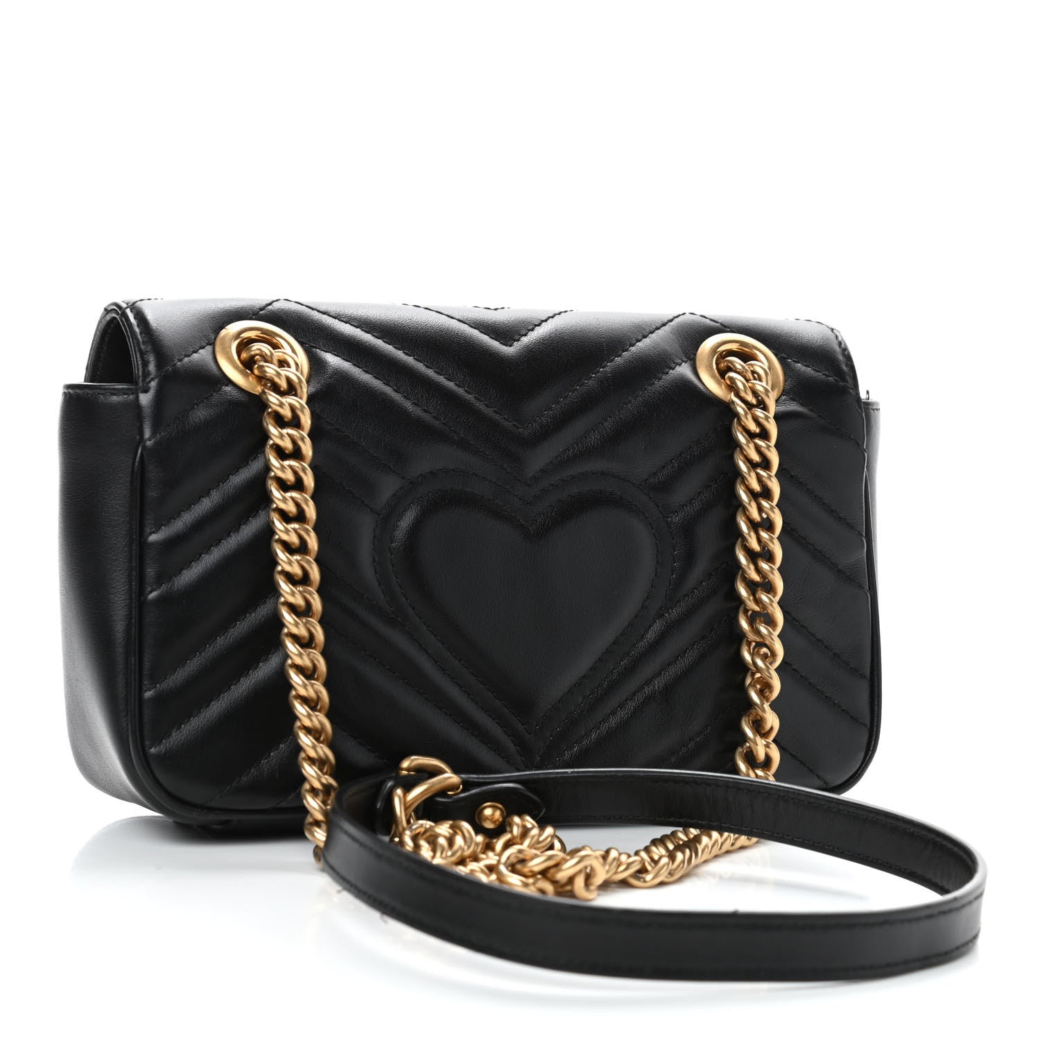 Gucci Calfskin Matelasse Mini GG Marmont Shoulder Bag Black 2 of 4