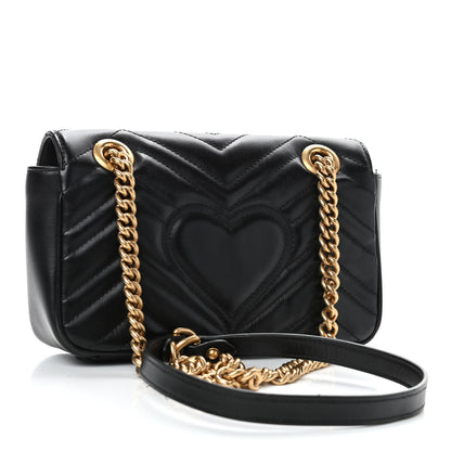 Gucci Calfskin Matelasse Mini GG Marmont Shoulder Bag Black 2 of 4