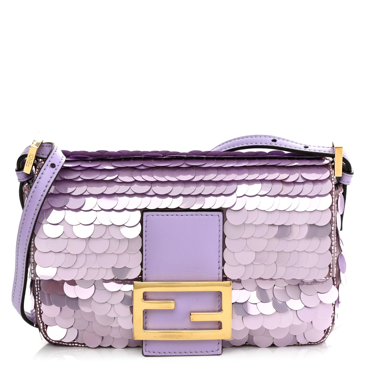 Fendi Satin Sequin Paillettes Shiny Nappa Mini Baguette 1997 Lilla 1 of 12