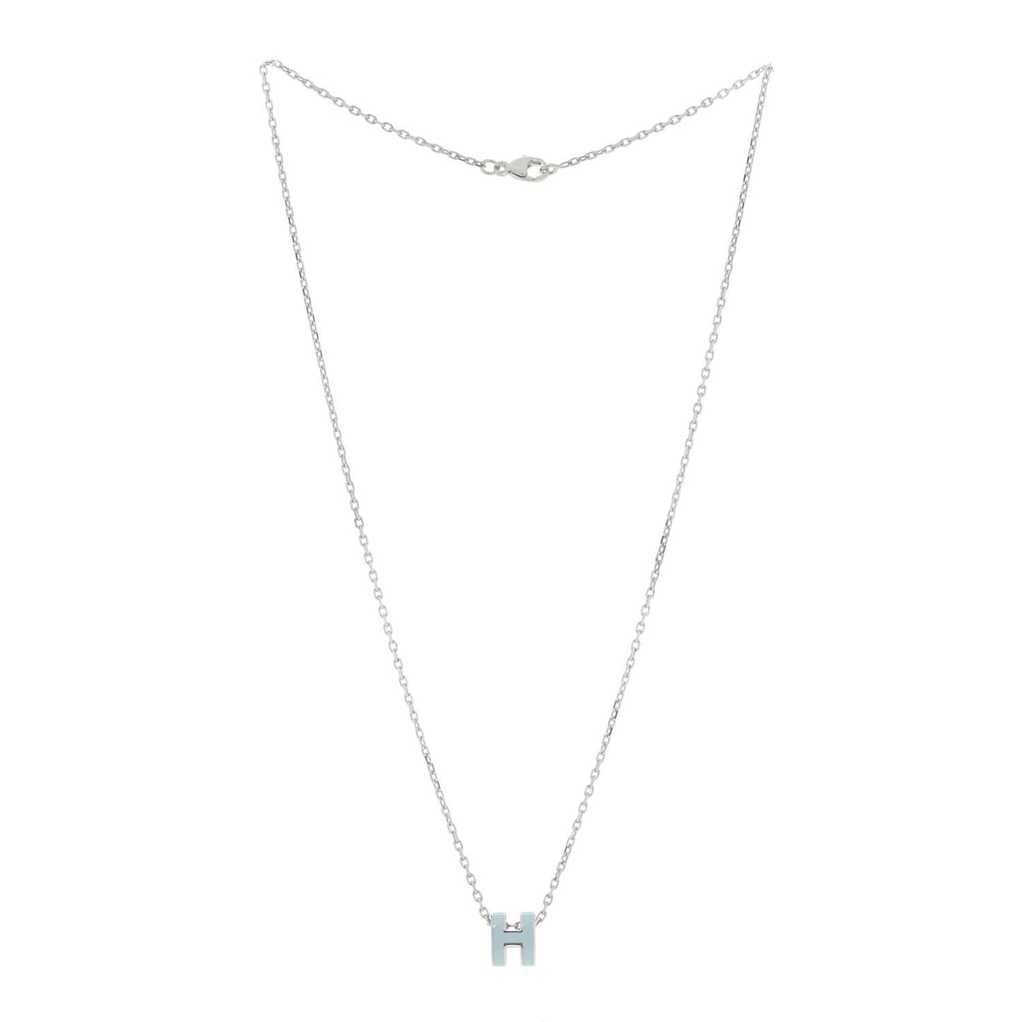 Lacquered Palladium Mini Pop H Pendant Necklace Bleu Zephyrr