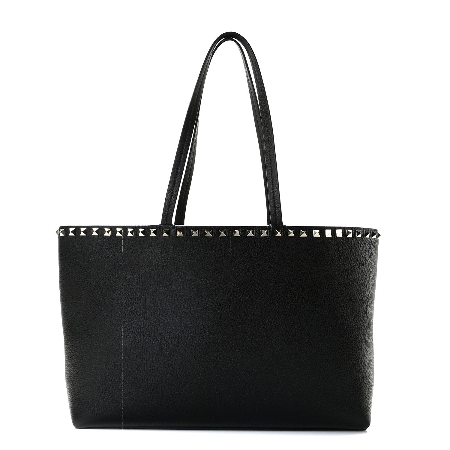 Valentino Garavani Grained Calfskin Small Rockstud Shoulder Tote Black 1 of 8