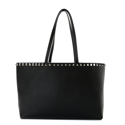 Valentino Garavani Grained Calfskin Small Rockstud Shoulder Tote Black 1 of 8