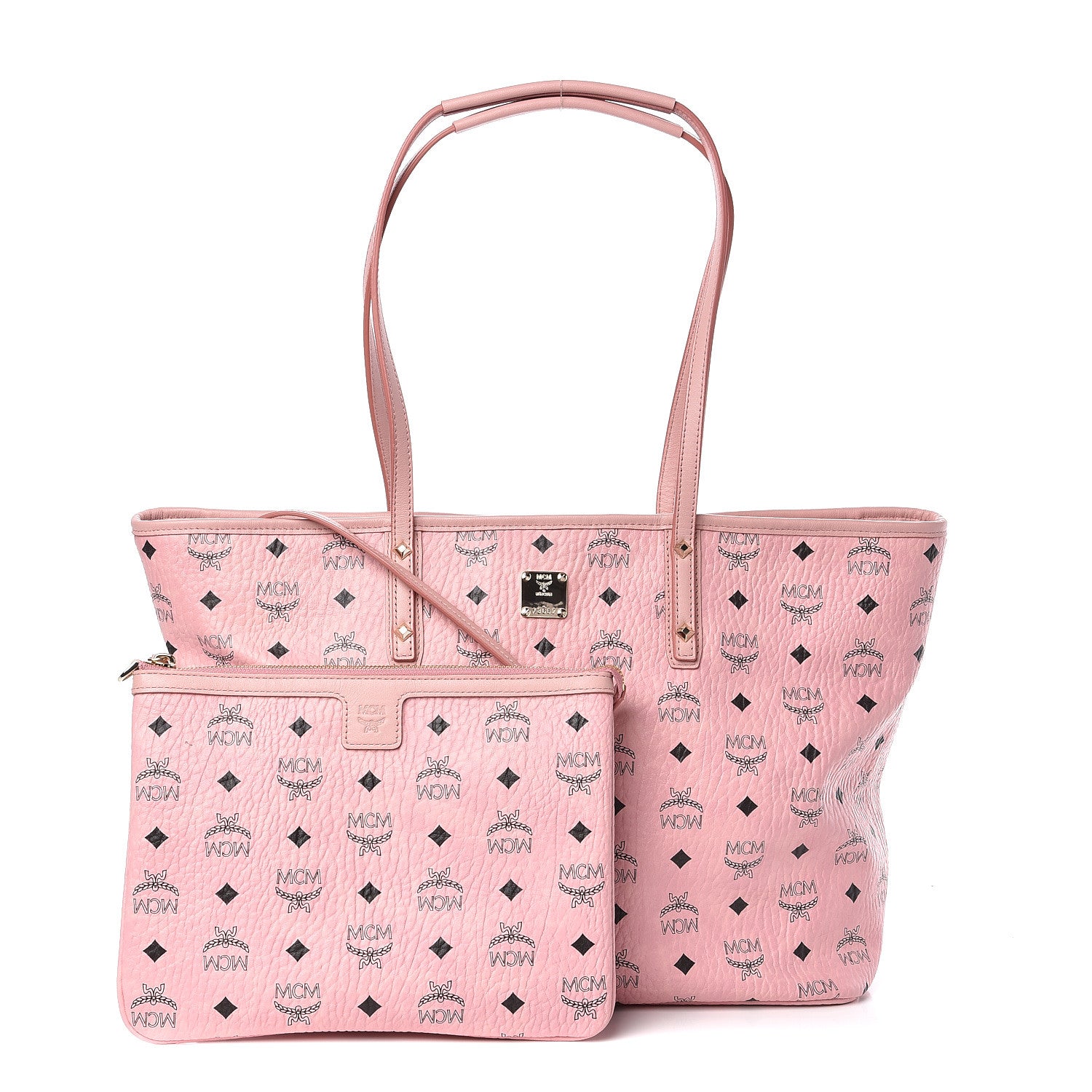 MCM Visetos Medium Anya Shopper Tote Light Pink 1 of 10