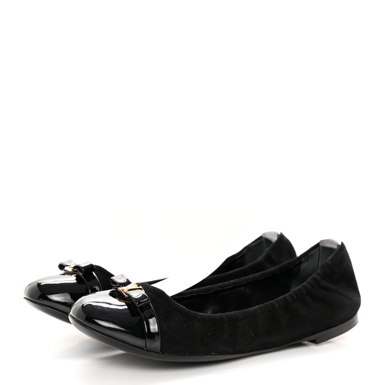Louis Vuitton Patent Suede Elba Ballerina Flats 37.5 Black 3 of 14
