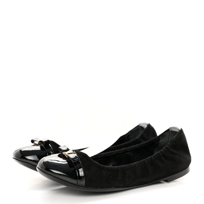 Louis Vuitton Patent Suede Elba Ballerina Flats 37.5 Black 3 of 14