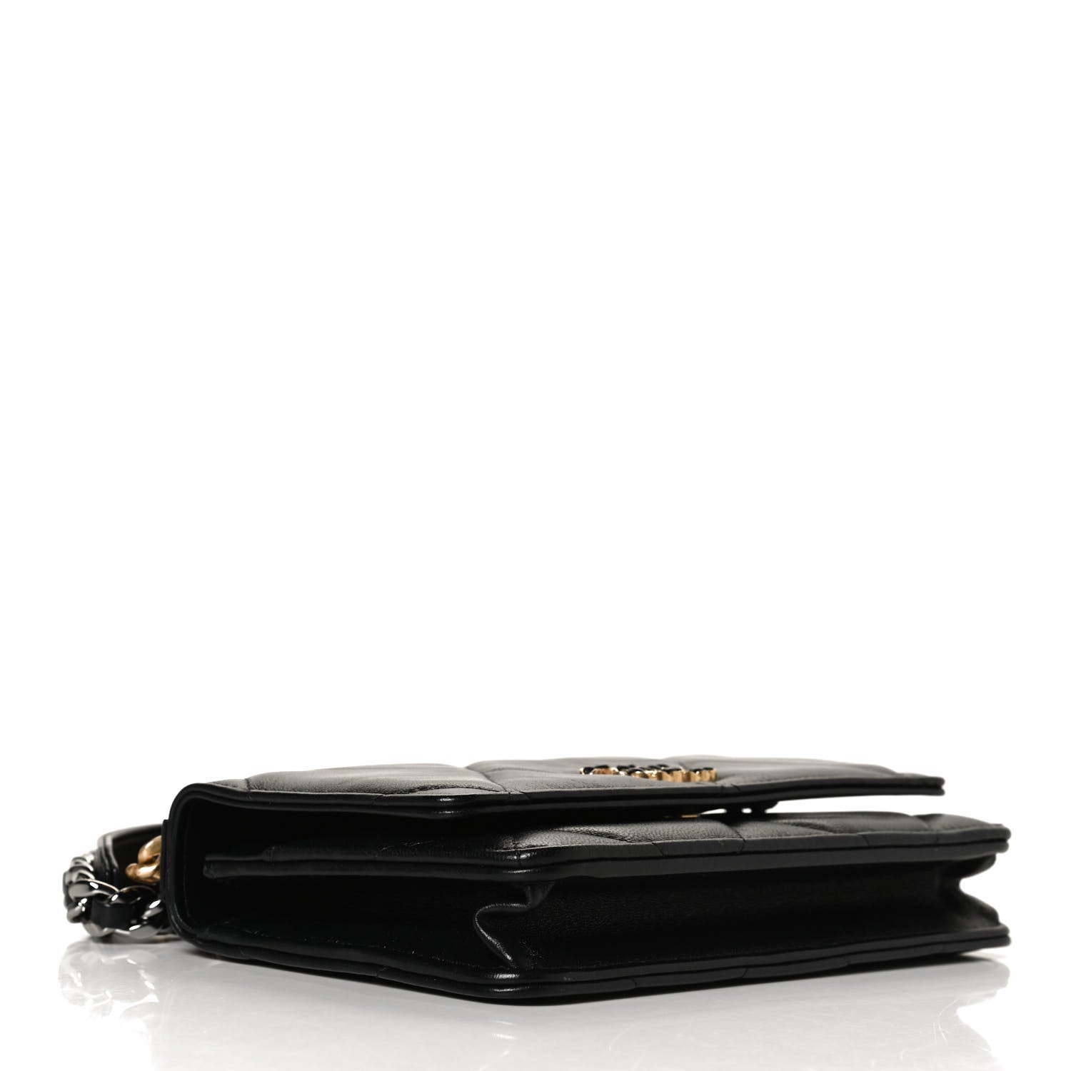Chanel Shiny Goatskin Quilted Chanel 19 Wallet On Chain WOC Black 3 of 13
