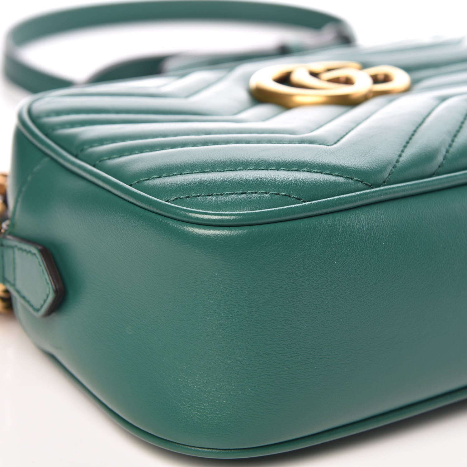 Gucci Calfskin Matelasse Small GG Marmont Chain Shoulder Bag Emerald Green 8 of 10