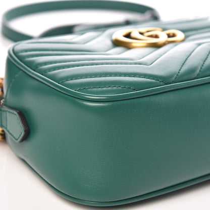 Gucci Calfskin Matelasse Small GG Marmont Chain Shoulder Bag Emerald Green 8 of 10